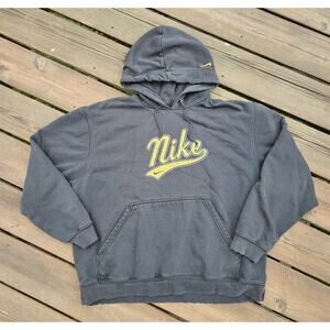 VTG Y2K Nike Silver Tag Vintage Sweatshirt Center Spellout Mens XL Faded Black